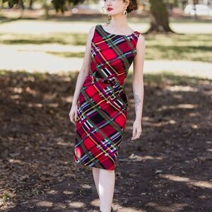 Trashy Diva Classic Wiggle Dress Mad Plaid Size 2 NWT